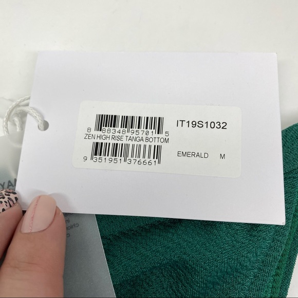 Twiin Zen High Rise Tanga Bikini Bottom in Emerald - Picture 4 of 7